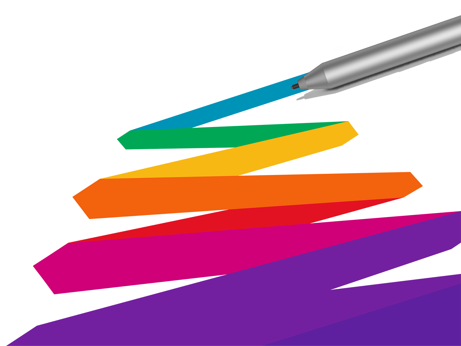 Surface पेनद्वारा आरेखित चमकदार रंग